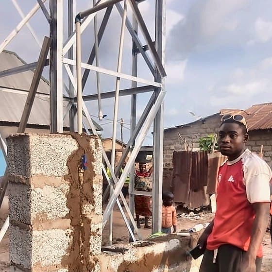 A member of the build crew on site in Chukuku